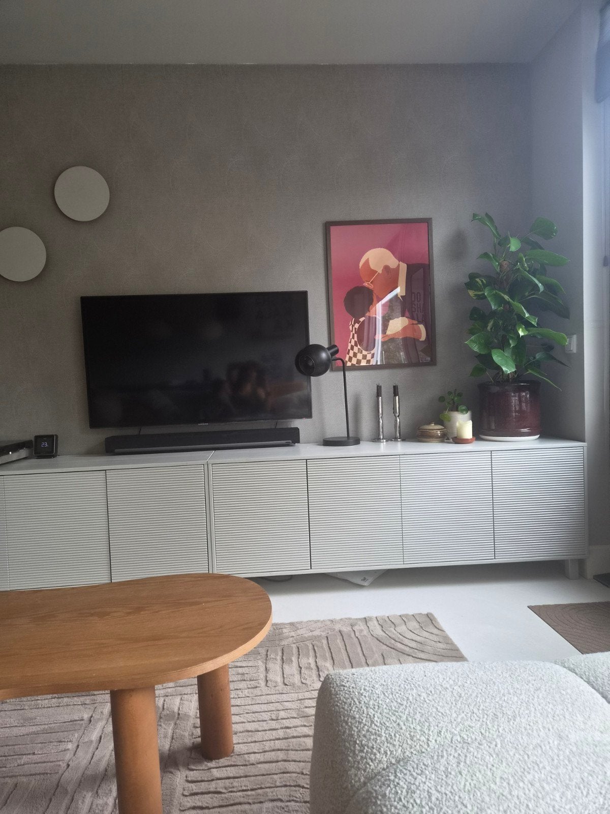 Mooie dressoir grijs, hout. Zeer mooie staat., Ophalen, Zo goed als nieuw, 25 tot 50 cm