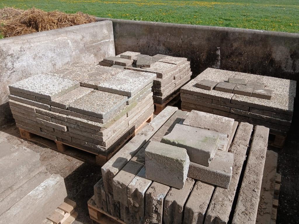 Grindtegels, Tuin en Terras, Ophalen, Gebruikt, Beton, Terrastegels