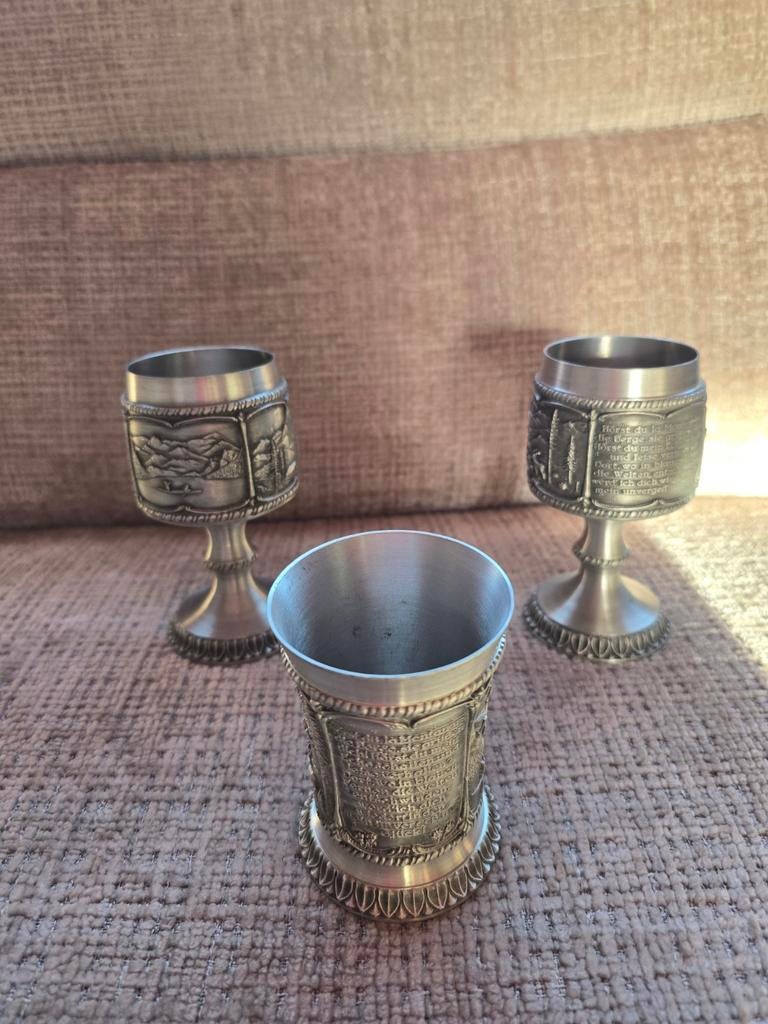 3 tinnen bekers SKS design, Ophalen of Verzenden