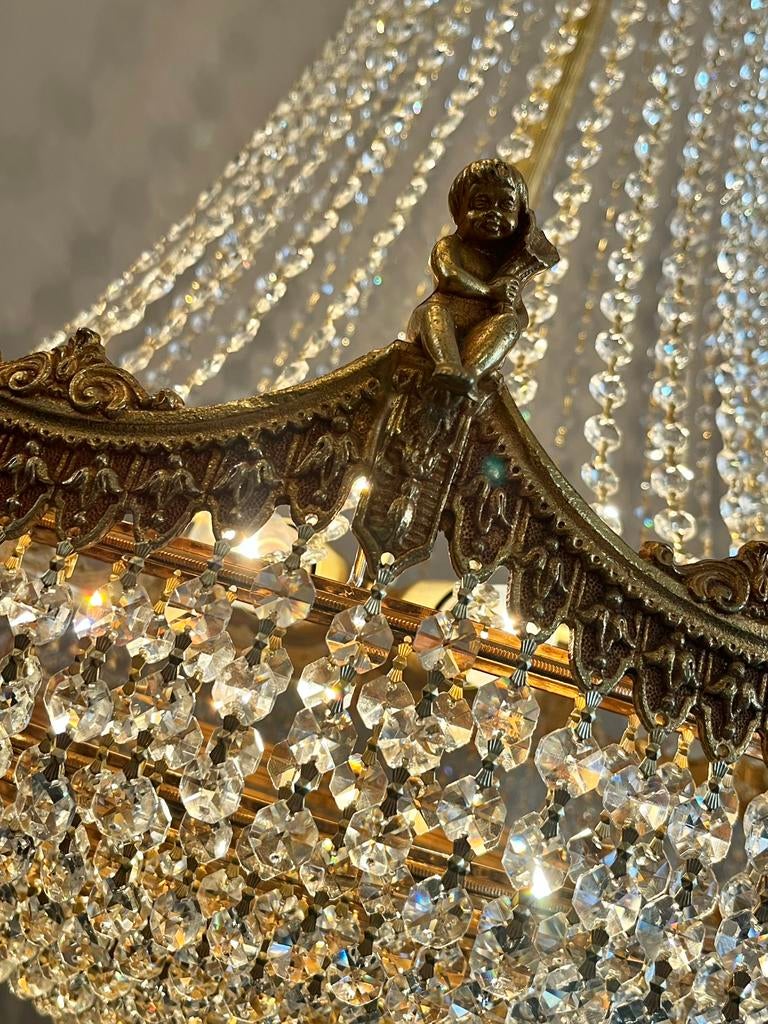 2x XL grote putti engelen kristallen SWAROVSKI kroonluchter, Huis en Inrichting, Lampen | Kroonluchters, Baak, Ophalen of Verzenden