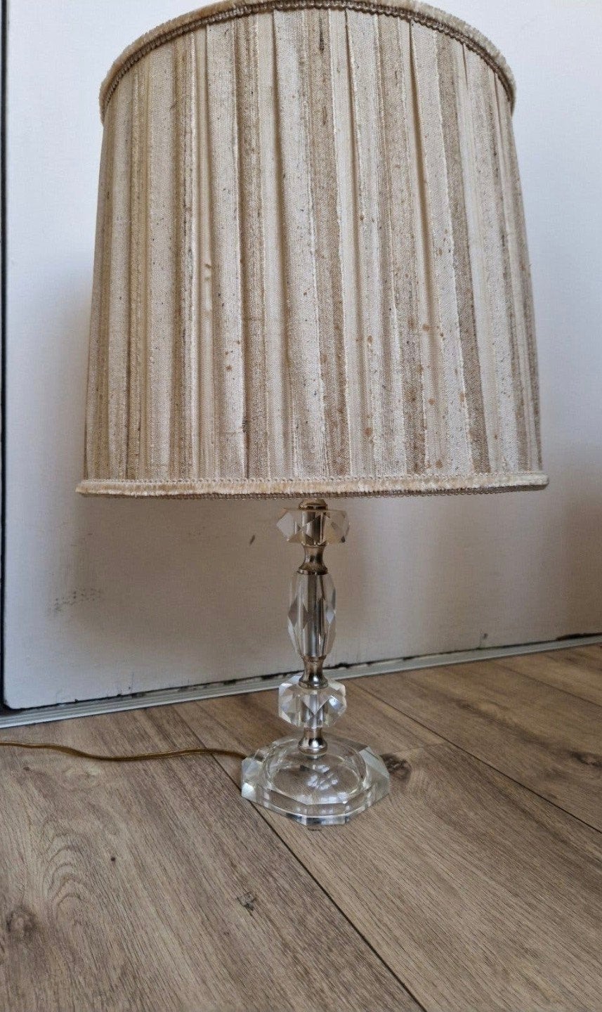 Vintage kristal tafellamp met kap design, Ophalen, Met kap, Vintage