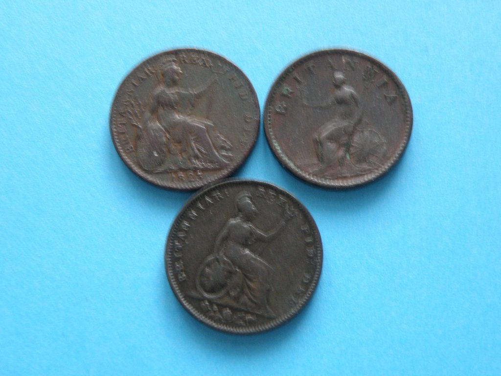 Engeland 3 x 1 Farthing George III en George IV, Verzenden, Overige landen, Setje