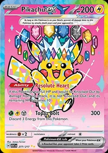 2026 Pokémon Pikachu EX ASC #277 BGS 9, Ophalen of Verzenden, Zo goed als nieuw