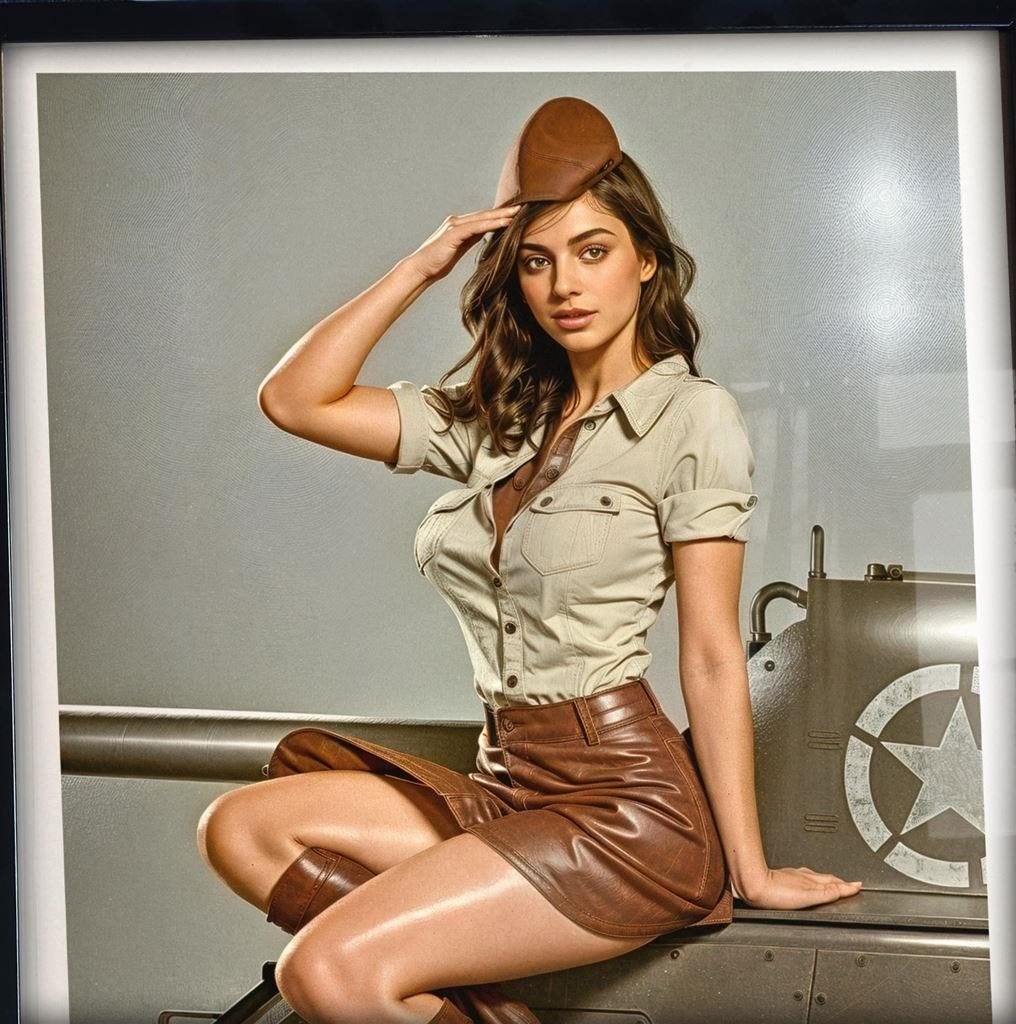 [Poster in Frame] Sexy Leger Pin Up USA WW2 Sherman Tank, Verzenden, Amerika, Foto of Poster