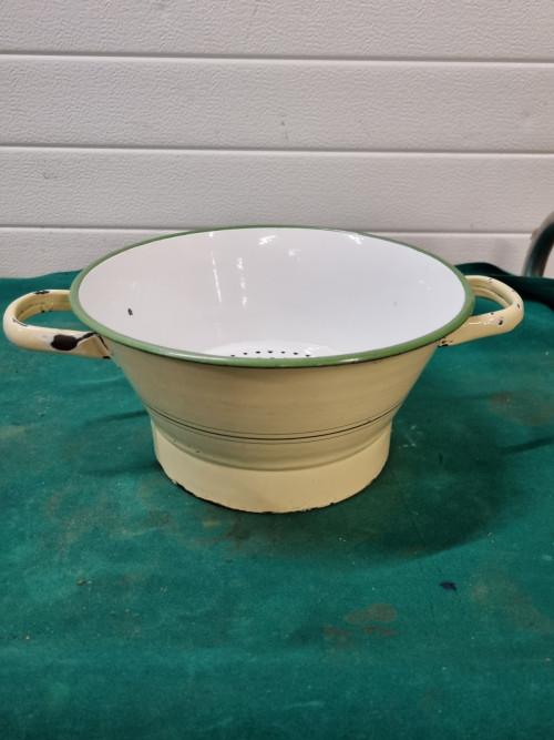 vergiet emaille creme groen vintage, Ophalen of Verzenden, 'T Olde Gre-j, Info@toldegrej.nl, Endepoelstraat 20f Didam