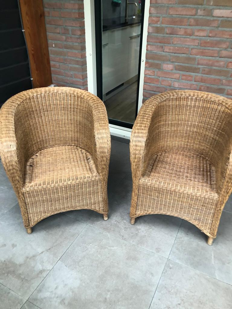 Twee prachtige rotan fauteuils , in nieuwstaat., Tuin en Terras, Tuinstoelen, Ophalen of Verzenden, Zo goed als nieuw, Rotan