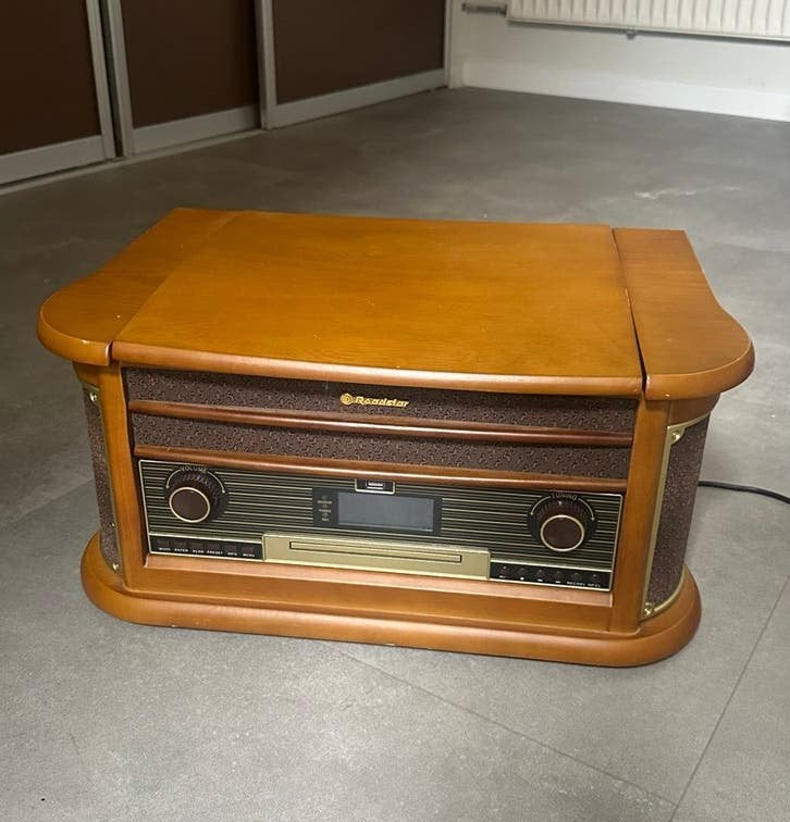 Vintage Roadstar- Platenspeler DAB met Bluetooth - Bruin, Gebruikt, Automatisch, Platenspeler, Ophalen