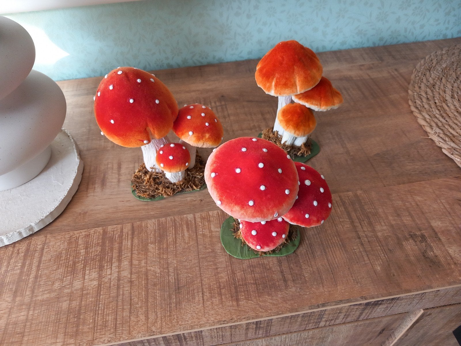 Decoratieve herfst paddenstoelen set Rood met witte stippen, Huis en Inrichting, Ophalen, Zo goed als nieuw