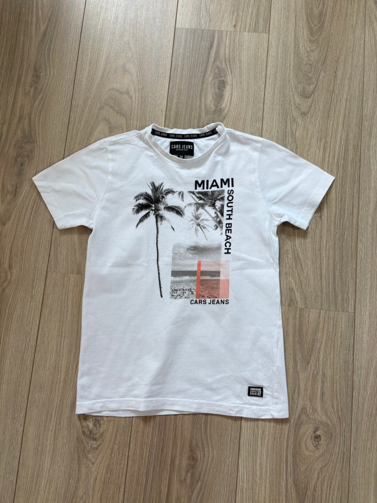 Wit Cars Jeans shirt - maat 10/140, Ophalen of Verzenden, Zo goed als nieuw, Jongen, Shirt of Longsleeve