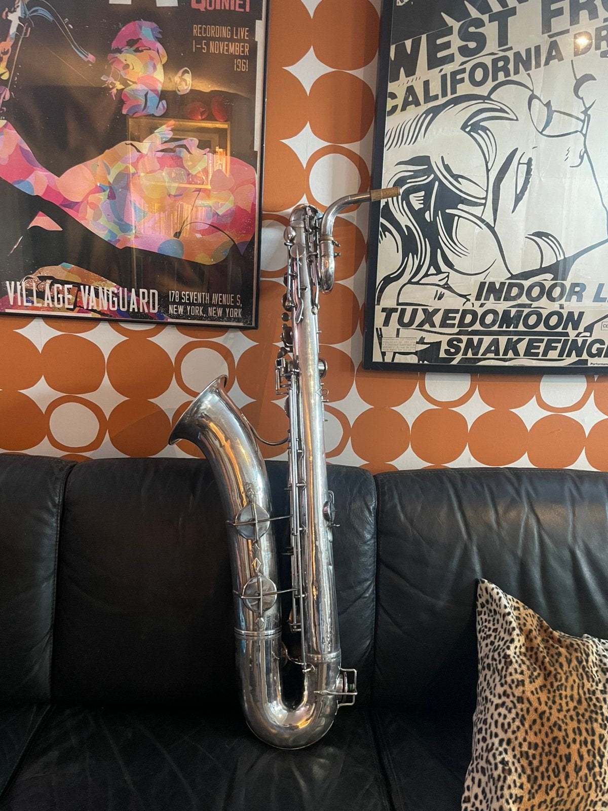 Vintage bariton saxofoon, Ophalen, Gebruikt, Bariton, Met koffer