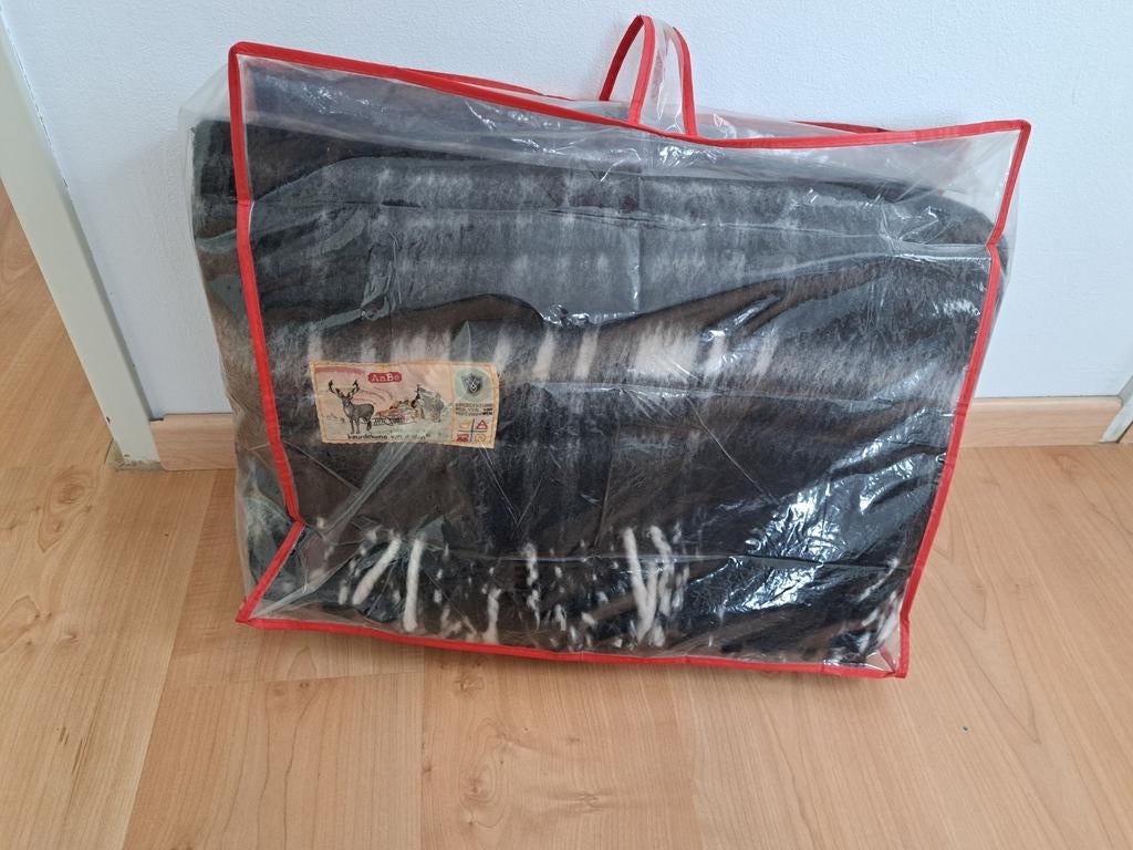 Vintage AaBe Dralon Deken Zwart-Wit Geruit 150-200 cm, Huis en Inrichting, Ophalen, Gebruikt