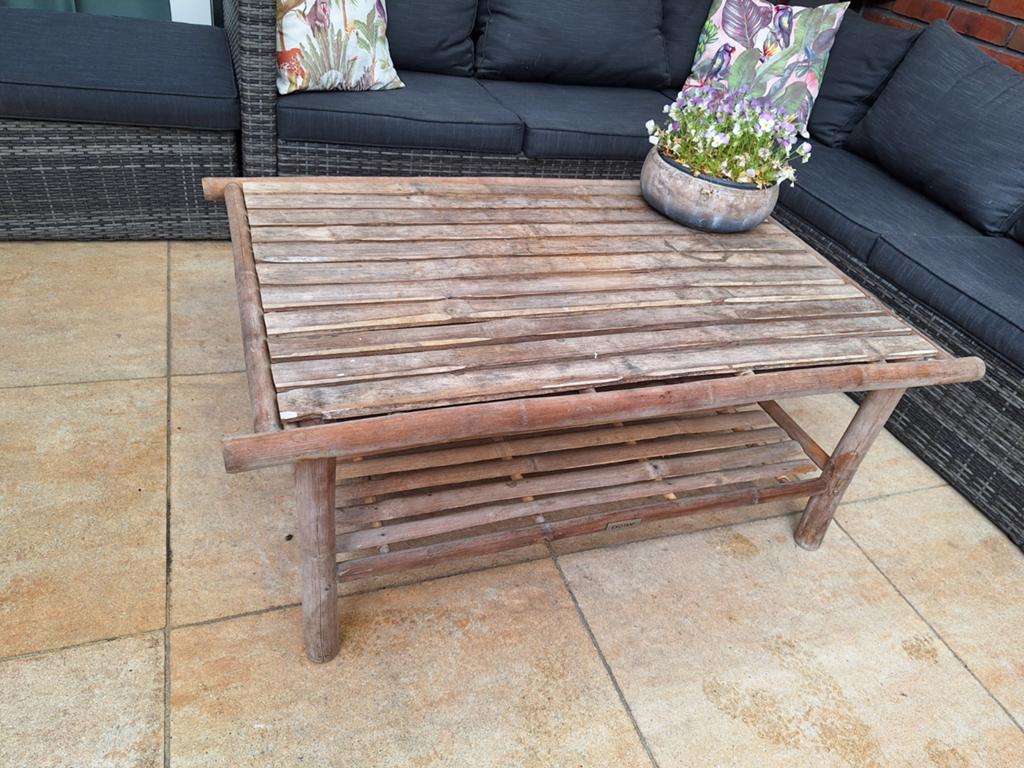 Bamboe tafel buiten, Ophalen, Zo goed als nieuw, Overige materialen