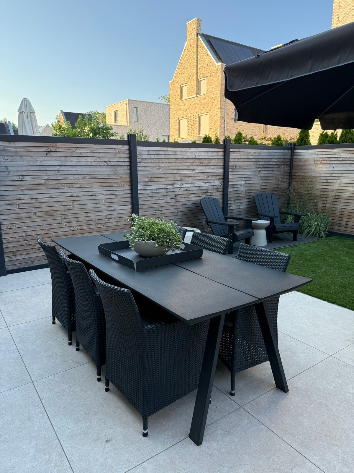 Tuinset met 6 stoelen en kussens - 220 cm tafel, Tuin en Terras, Tuinsets en Loungesets, Ophalen, Gebruikt, Eettafel, 6 zitplaatsen