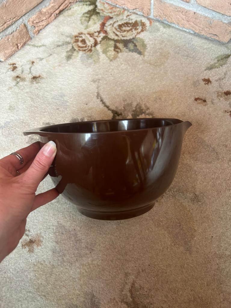 vintage bruine Rosti Margrethe mengkom gemaakt van melamine., Ophalen of Verzenden