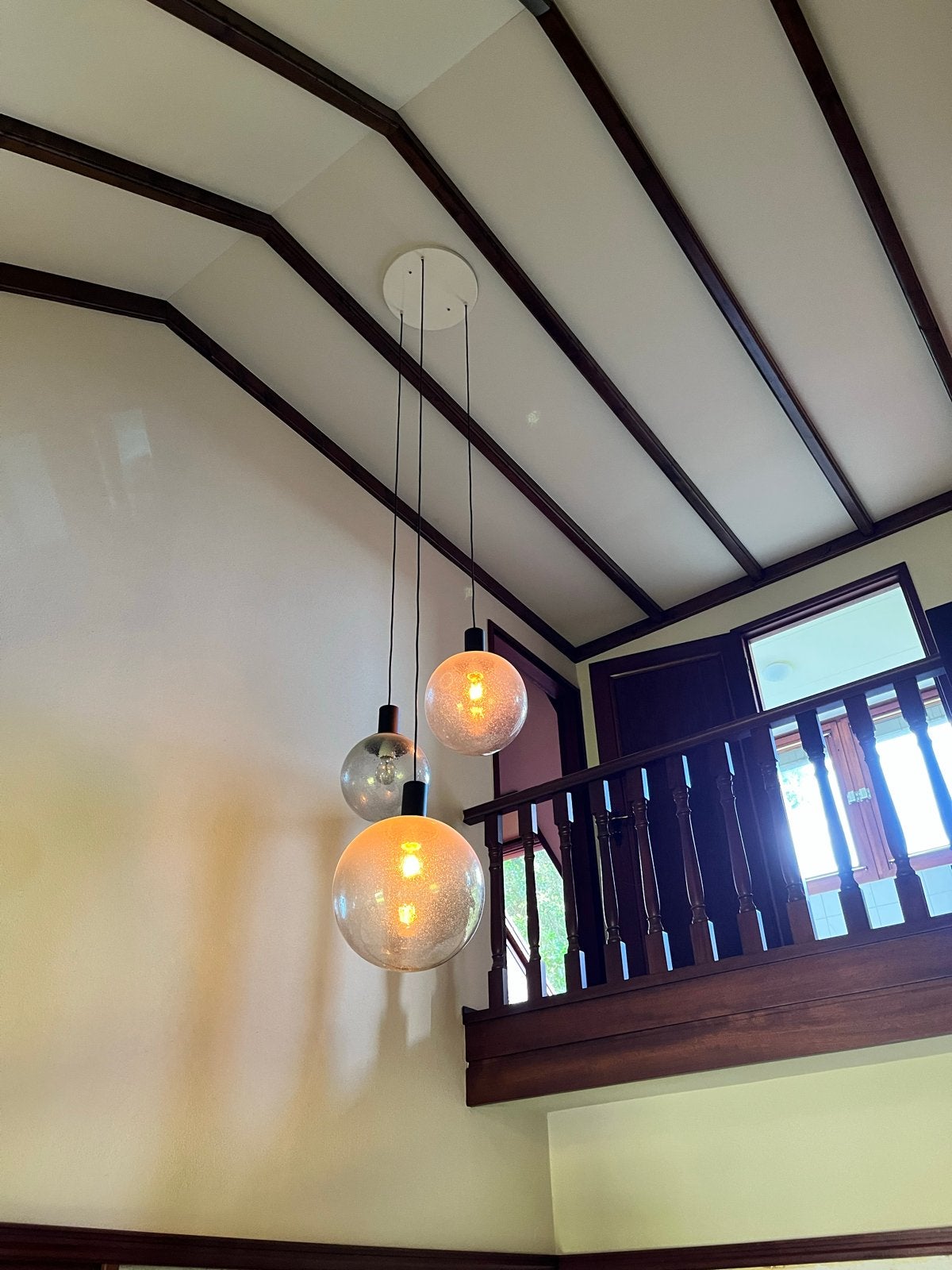 Retro hanglamp voor gang of vide, Ophalen, Gebruikt, Glas, E27 (groot)