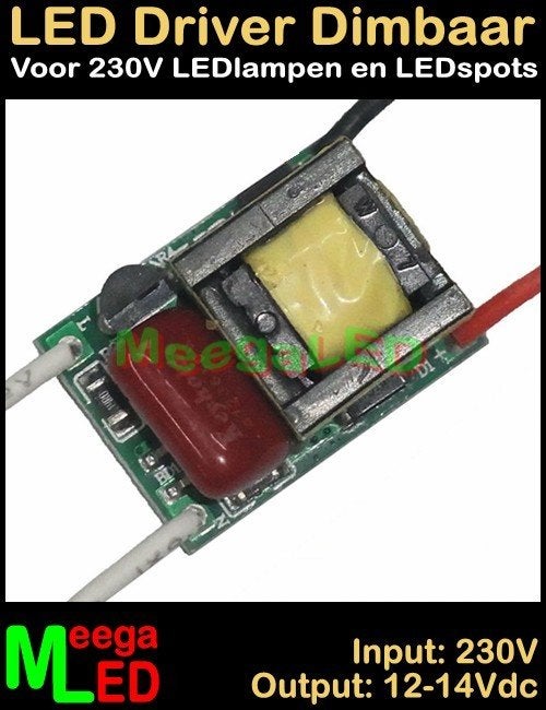LED Driver Voeding Adapter Trafo - 230V > 12-14V - 300mA 3W, Nieuw, Overige fittingen, Ophalen of Verzenden, Modern