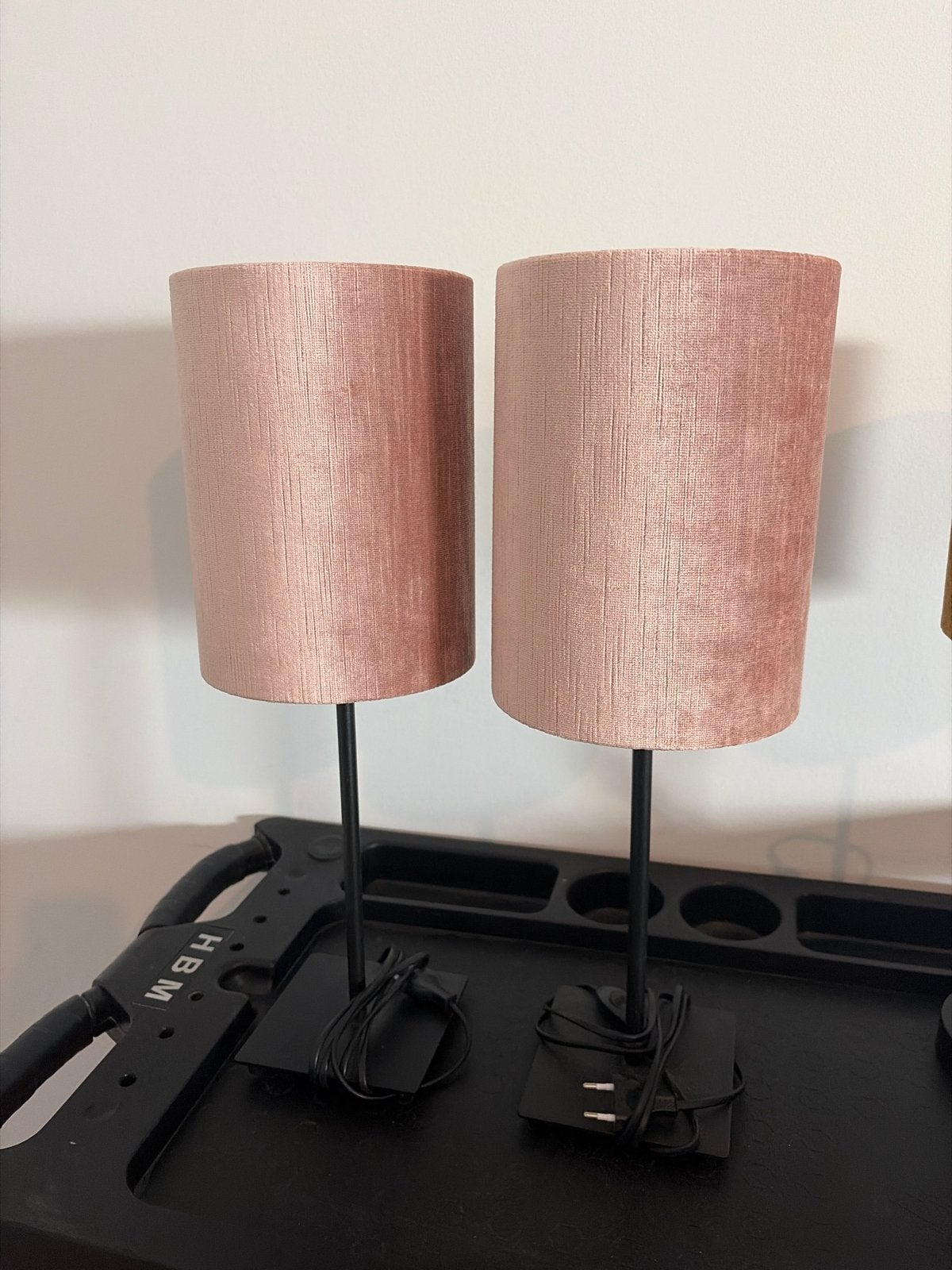 Set van 2 Schemerlampjes - Roze Kapjes (Light & Living), Huis en Inrichting, Gebruikt, Textiel, Ophalen of Verzenden, Met kap