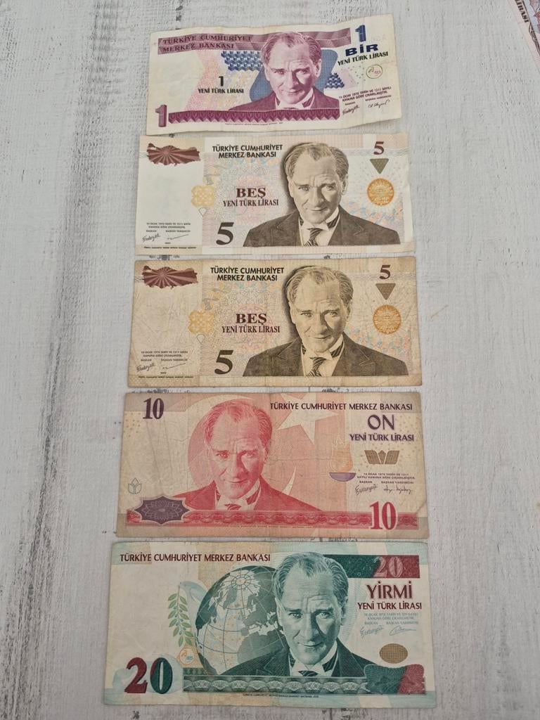 Turkije New Lira Bankbiljetten Set - 1, 5, 10, 20 Lira, Ophalen of Verzenden, Overige landen, Setje
