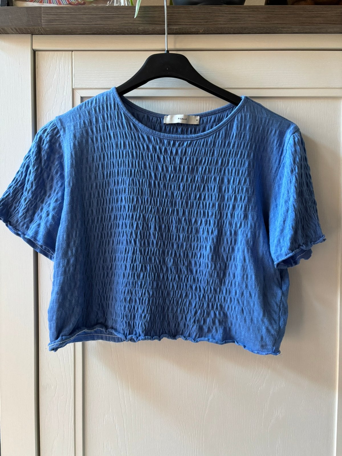 Blauw kort shirtje maat M - Pigalle, Ophalen of Verzenden, Zo goed als nieuw, Blauw, Korte mouw