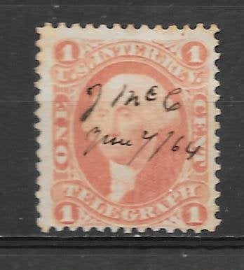 USA Revenues 1862 1c Telegraph gebruikt Scott #4c zie scans, Ophalen of Verzenden, Gestempeld, Noord-Amerika