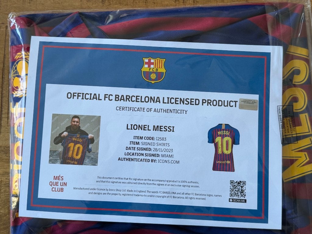 Gesigneerd FC Barcelona shirt Lionel Messi no matchworn, Ophalen of Verzenden, Zo goed als nieuw, Buitenlandse clubs, Shirt