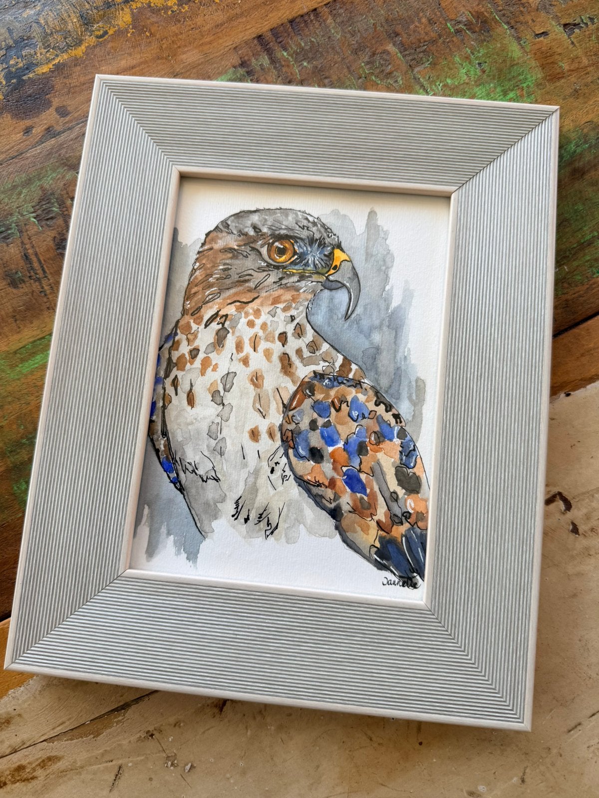 Roofvogel, Verzenden, Gesigneerd, Aquarel, Dieren