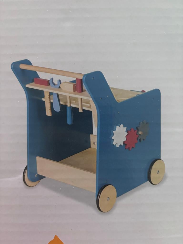 Pinolino Houten Werkbank Loopwagen 'Kalle' 25-delig, Ophalen, Zo goed als nieuw, Duw- of Trekspeelgoed