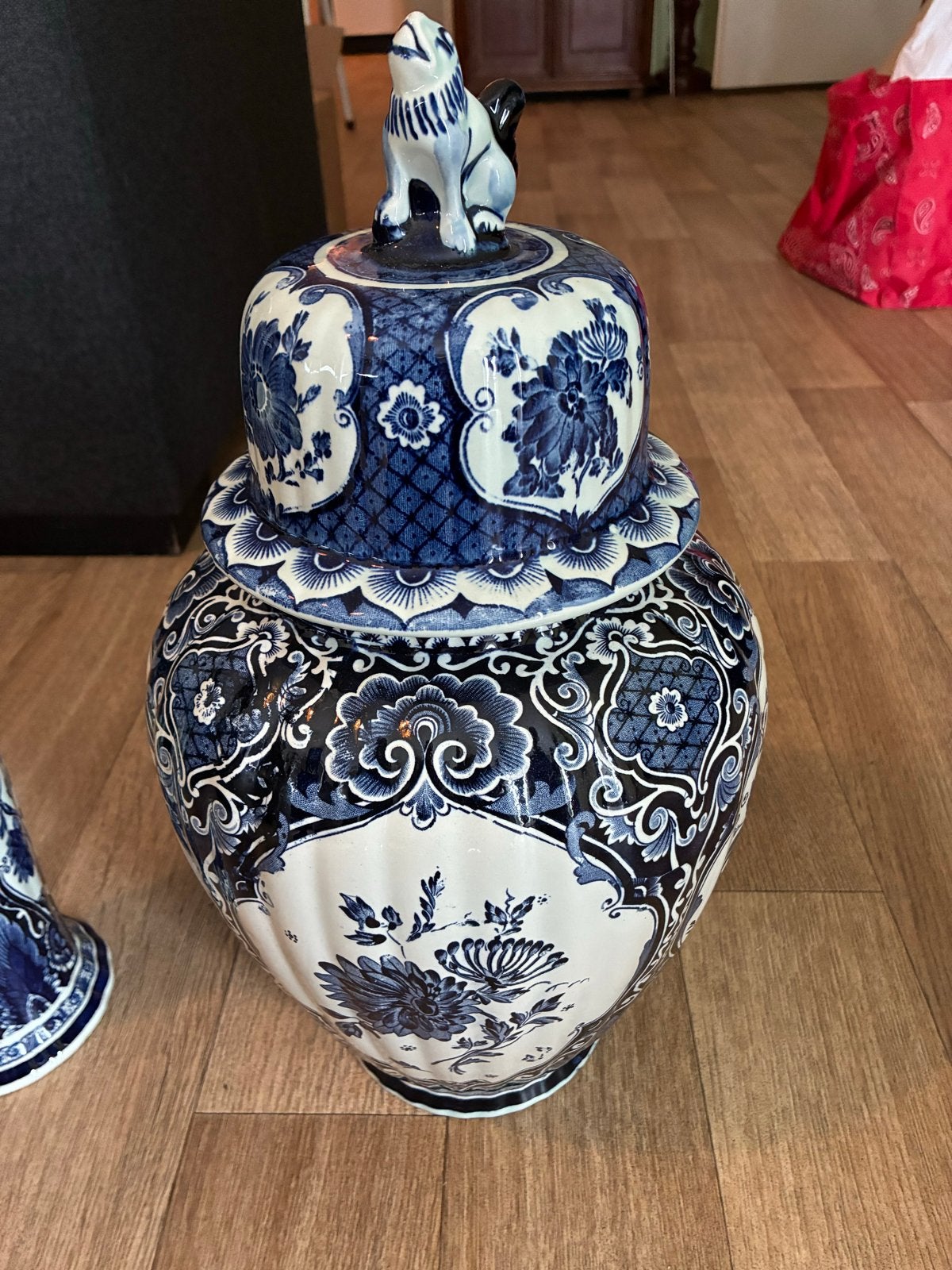 Prachtige Delfts Blauwe Sphinx Boch gemberpot met deksel, Ophalen