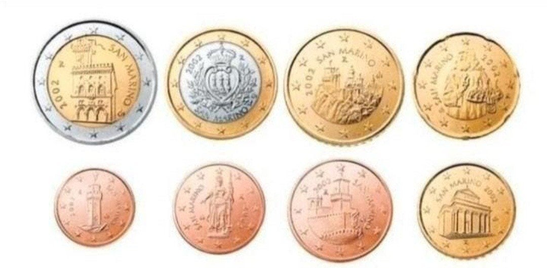 San Marino Losse Munten(1cent t/m 5euro)(2002 t/m2018)UNC+BU, Postzegels en Munten, Verzenden, San Marino, Losse munt, Zilver