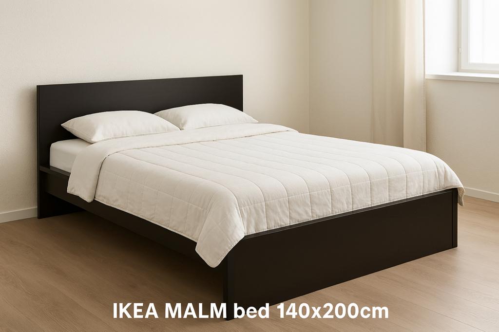 Malm bed zwart/bruin 140 x 200, Ophalen, Zwart, Tweepersoons, 140 cm