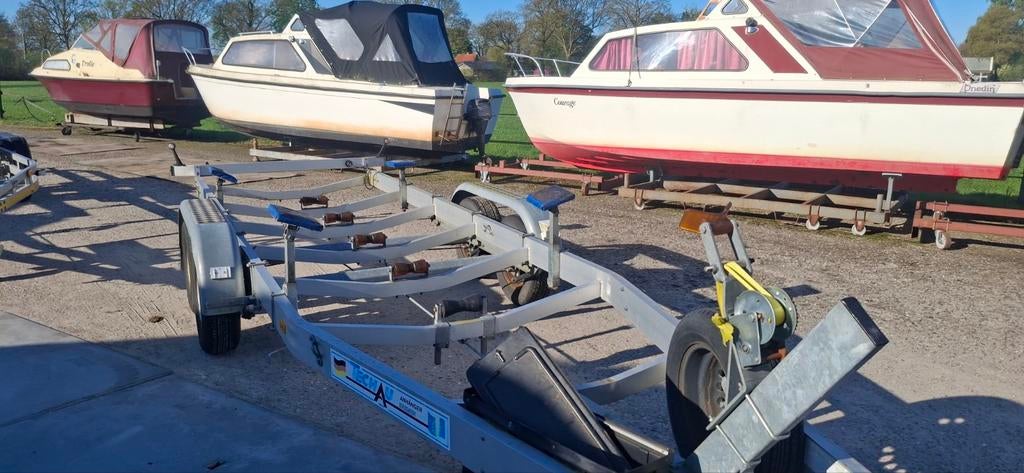 Aluminium Boot trailer dubbelasser 2035 kg laden tot 9 meter, Ophalen, Gebruikt, 1500 tot 3000 kg, 6 tot 9 meter