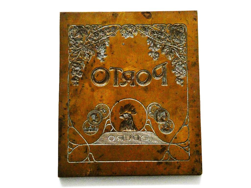 Bronzen Port stempel Porto Douro Portugal haan wijnetiket, Ophalen of Verzenden, Brons