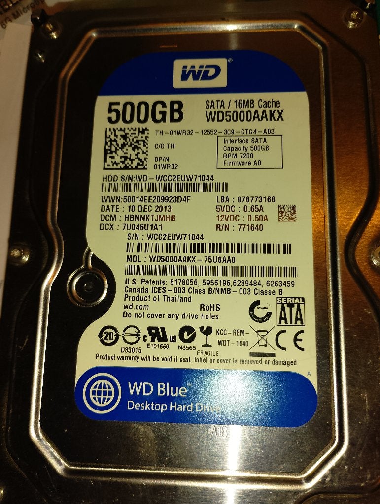 wd 500Gb Hdd schijf 7200 rpm, Intern, Gebruikt, Duitsland, SATA