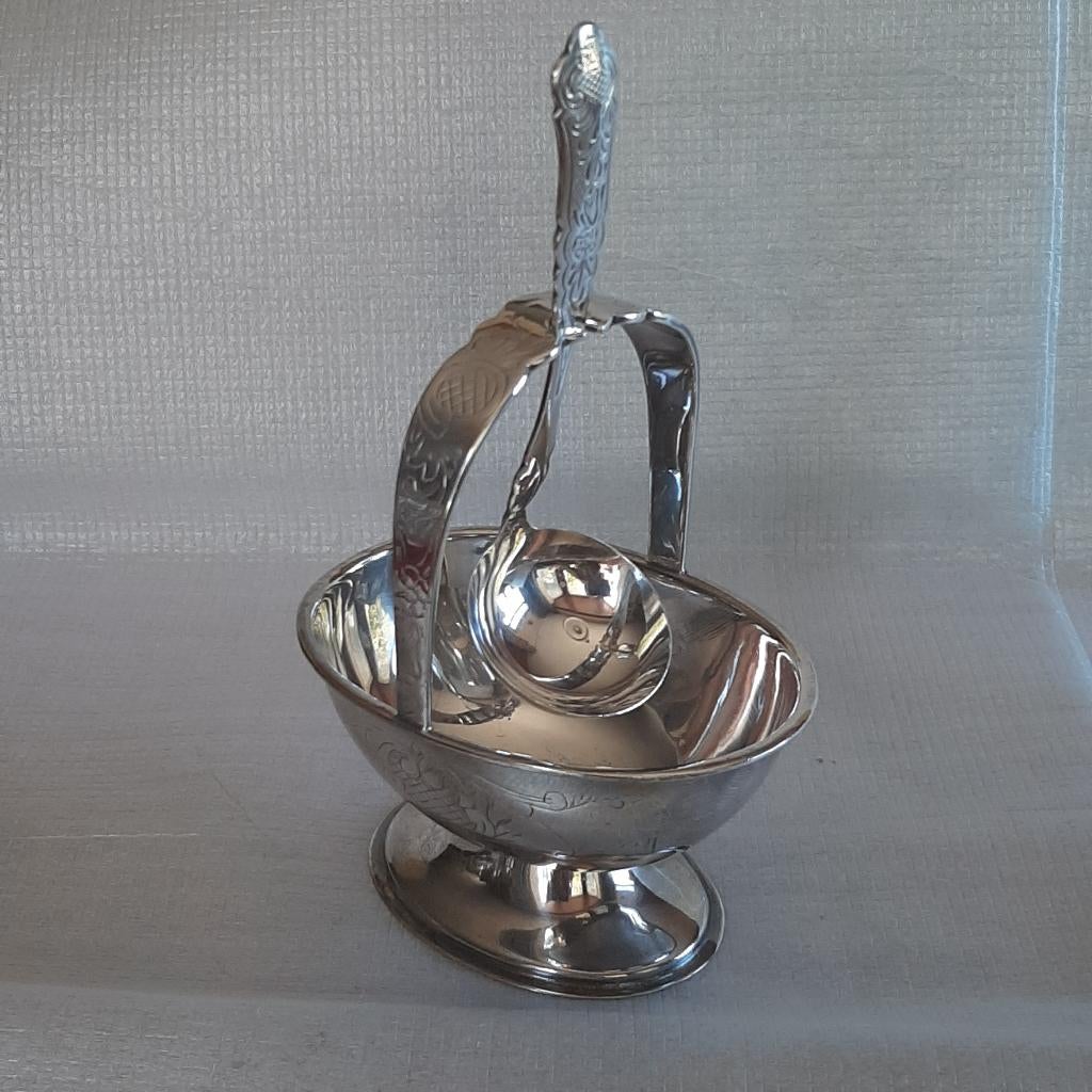 Hengselmand ZS 90 verzilverd + lepel D.E. / H. Hooijkaas, Ophalen