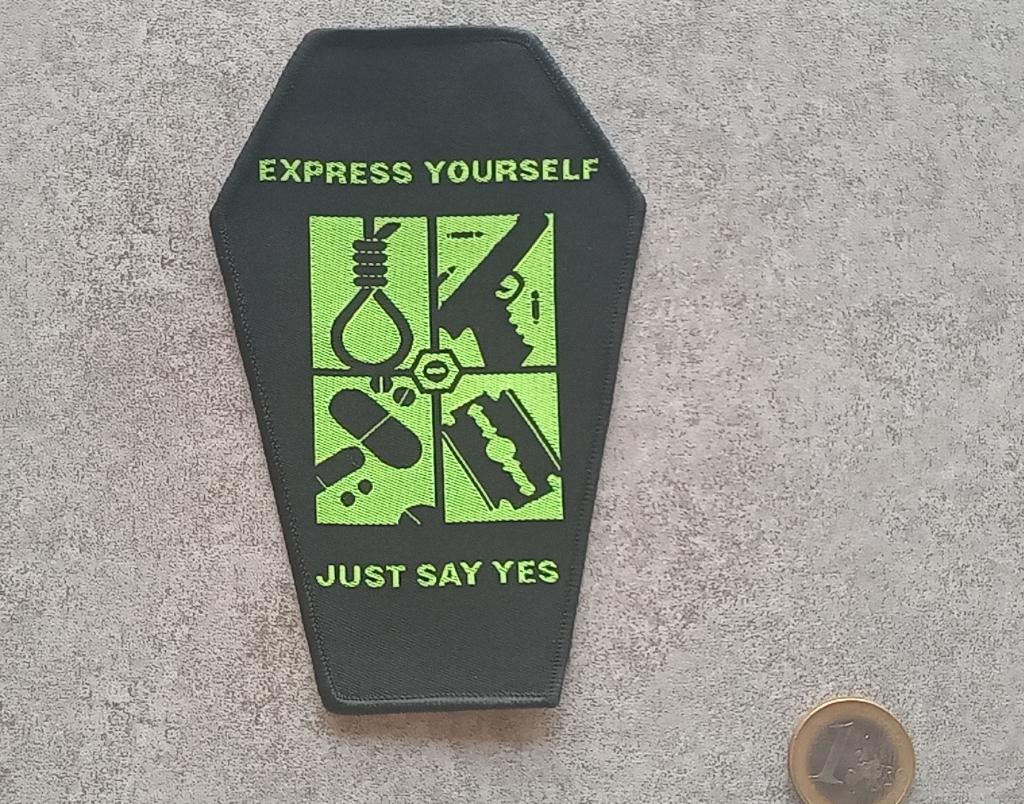 Type O Negative vrij mooie express youself coffin patch t208, Verzenden, Nieuw, Kleding