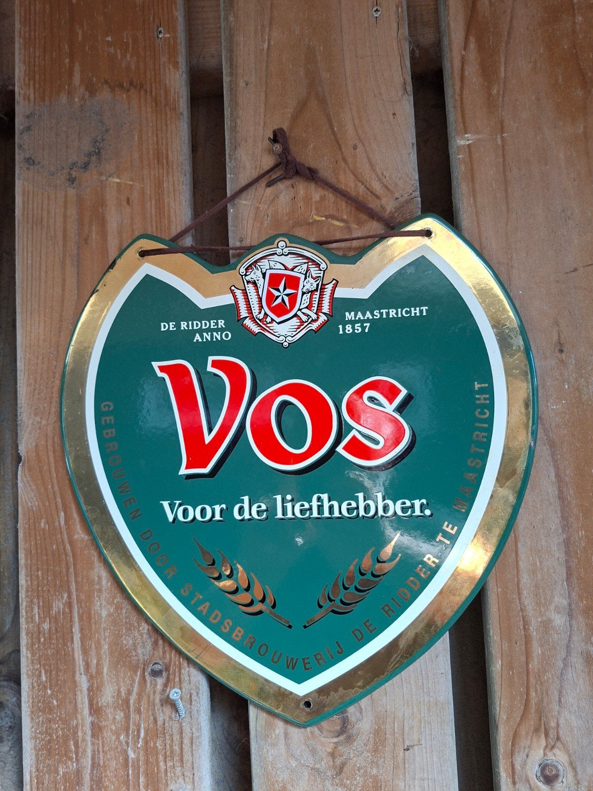 Vintage Vos Bier Emaille Bord - Stadsbrouwerij De Ridder, Ophalen of Verzenden