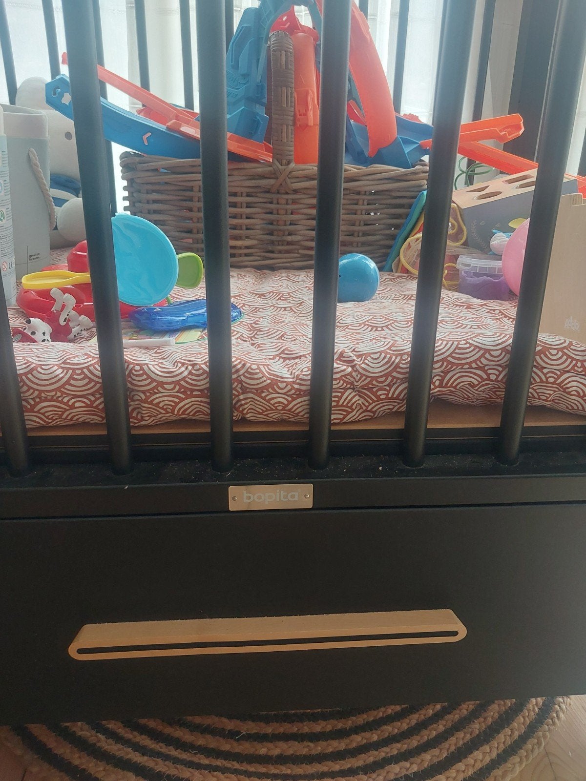 Box Bopita Zwart/Hout, Kinderen en Baby's, Ophalen, Gebruikt, Ledikant