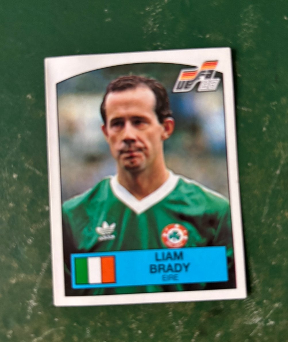 Panini plaatje Liam Brady Ierland Euro 88, Ophalen of Verzenden