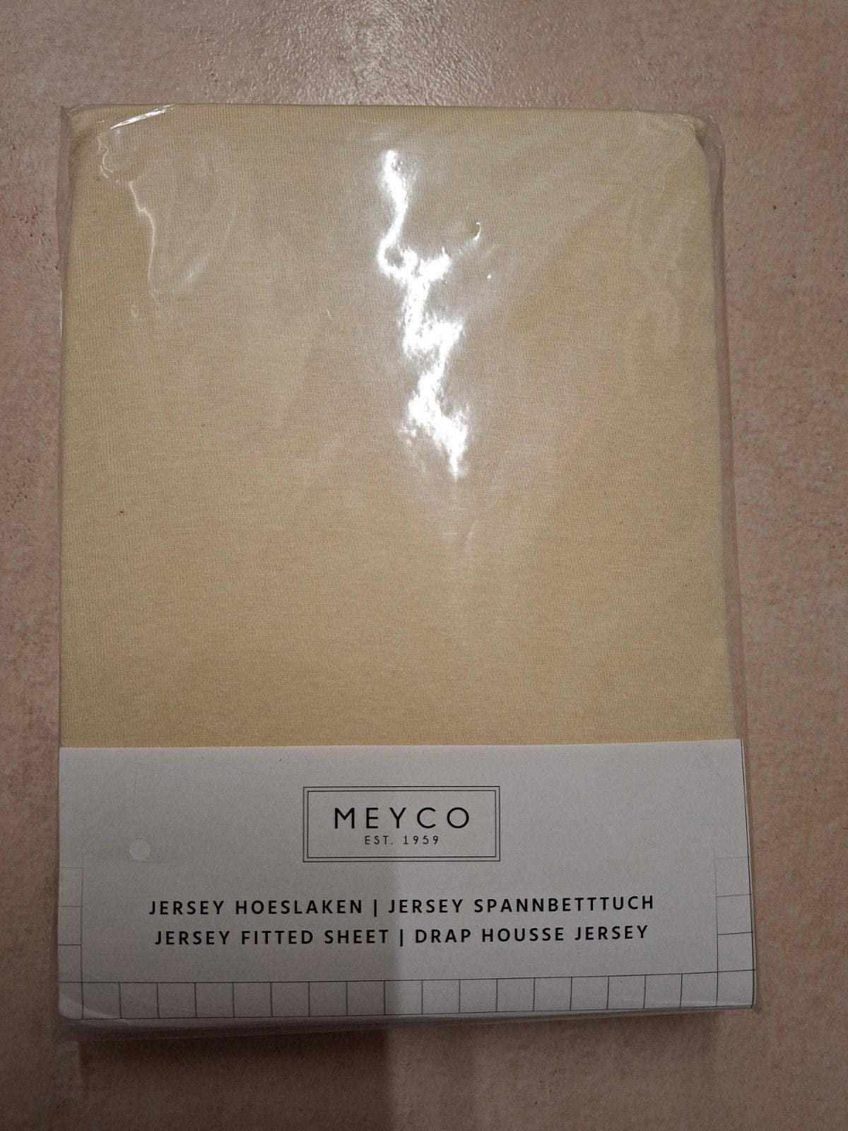 Nieuw Meyco jersey hoeslaken geel 70x140 150 katoen, Ophalen of Verzenden, Nieuw, Geel, Meyco