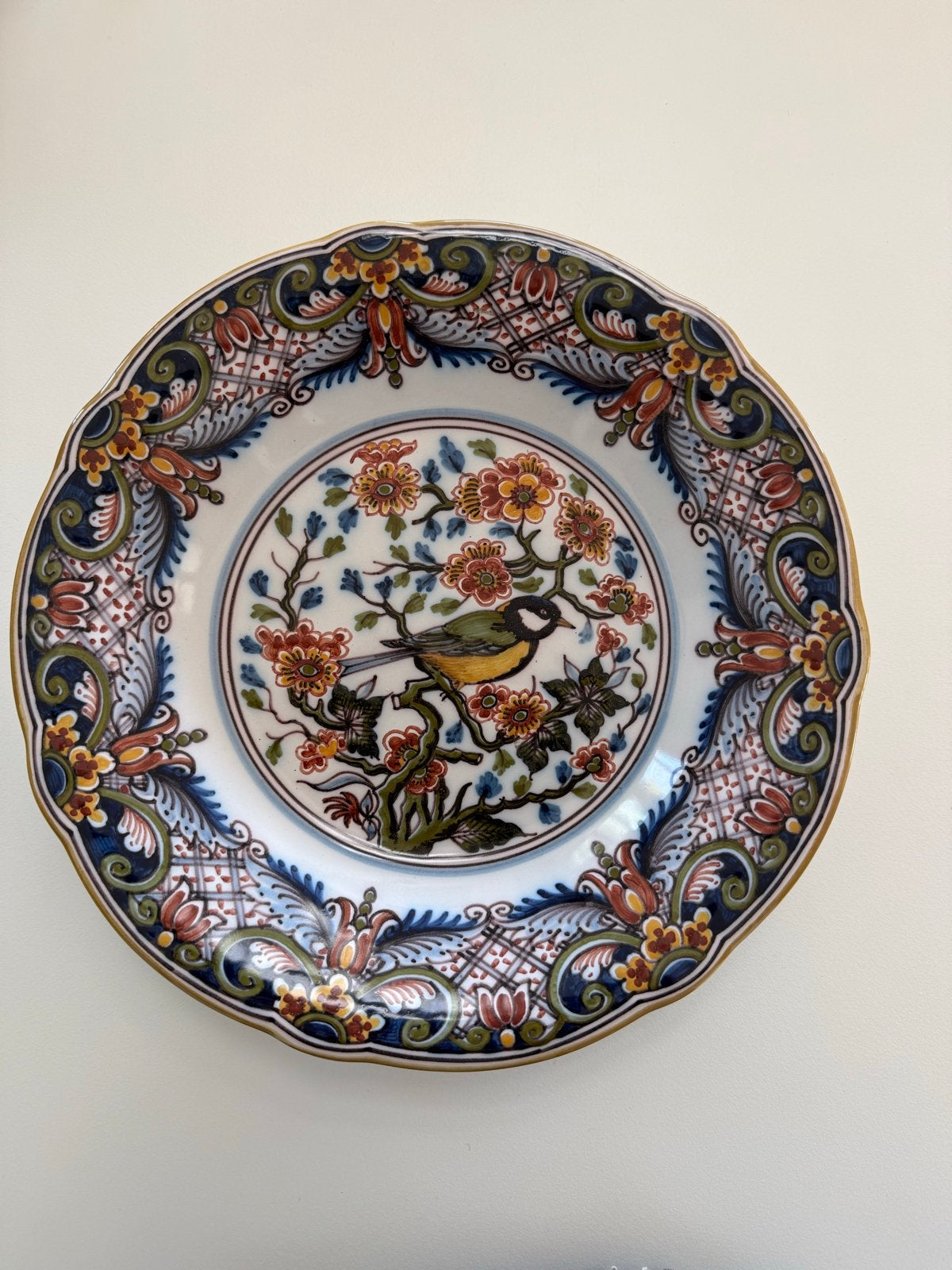 Makkum Tichelaar Wandbord met Vogel en Bloemen, Antiek en Kunst, Ophalen