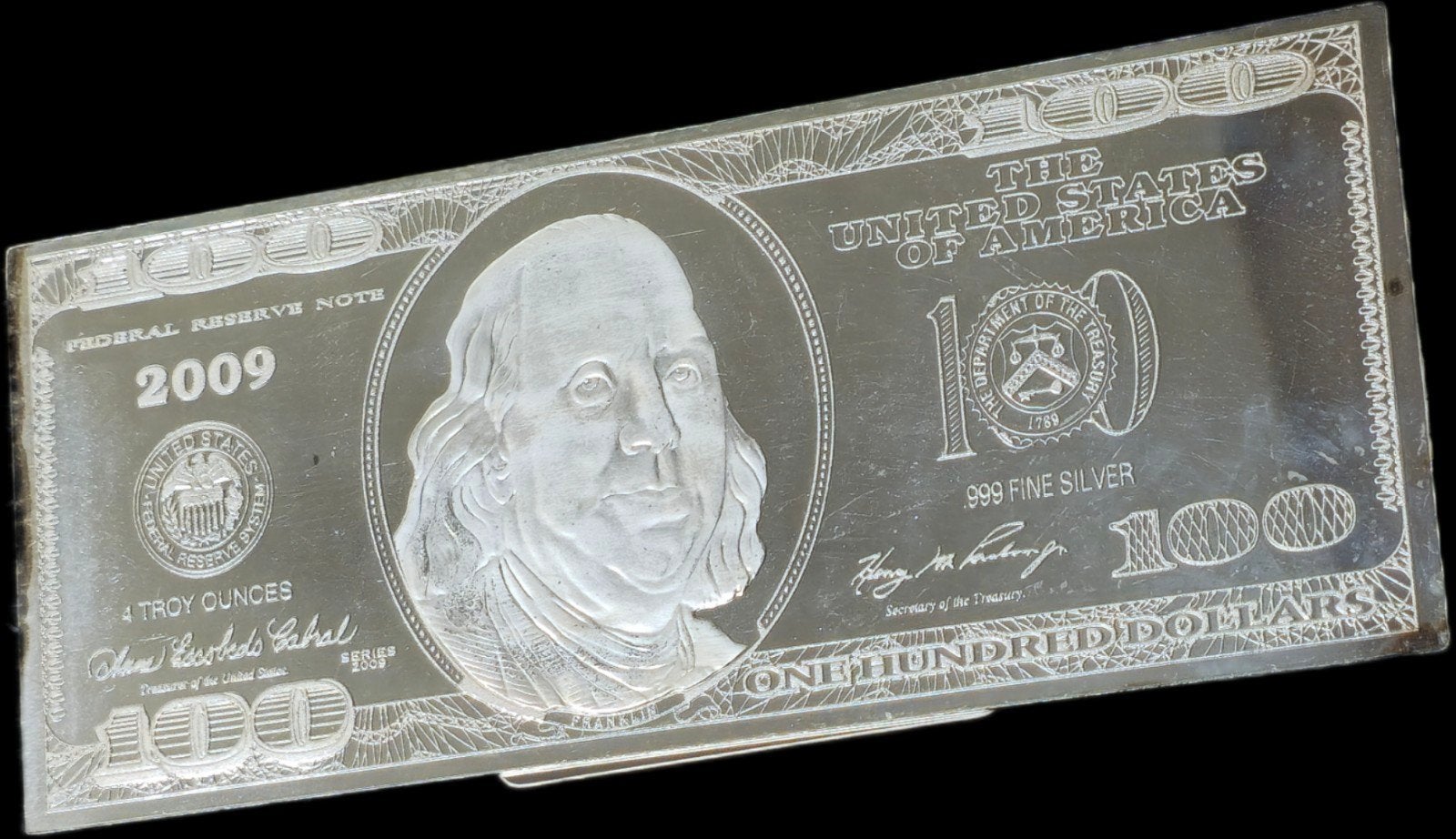 "Bankbiljet" Bar – 4 Troy Ounce .999 Puur Zilver, Ophalen of Verzenden, Zilver