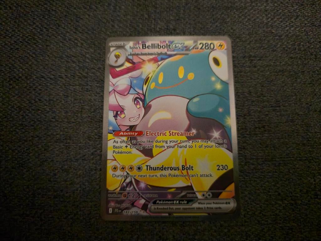 Iono's Bellibolt EX JTG 183/159, Ophalen, Zo goed als nieuw, Losse kaart, Foil