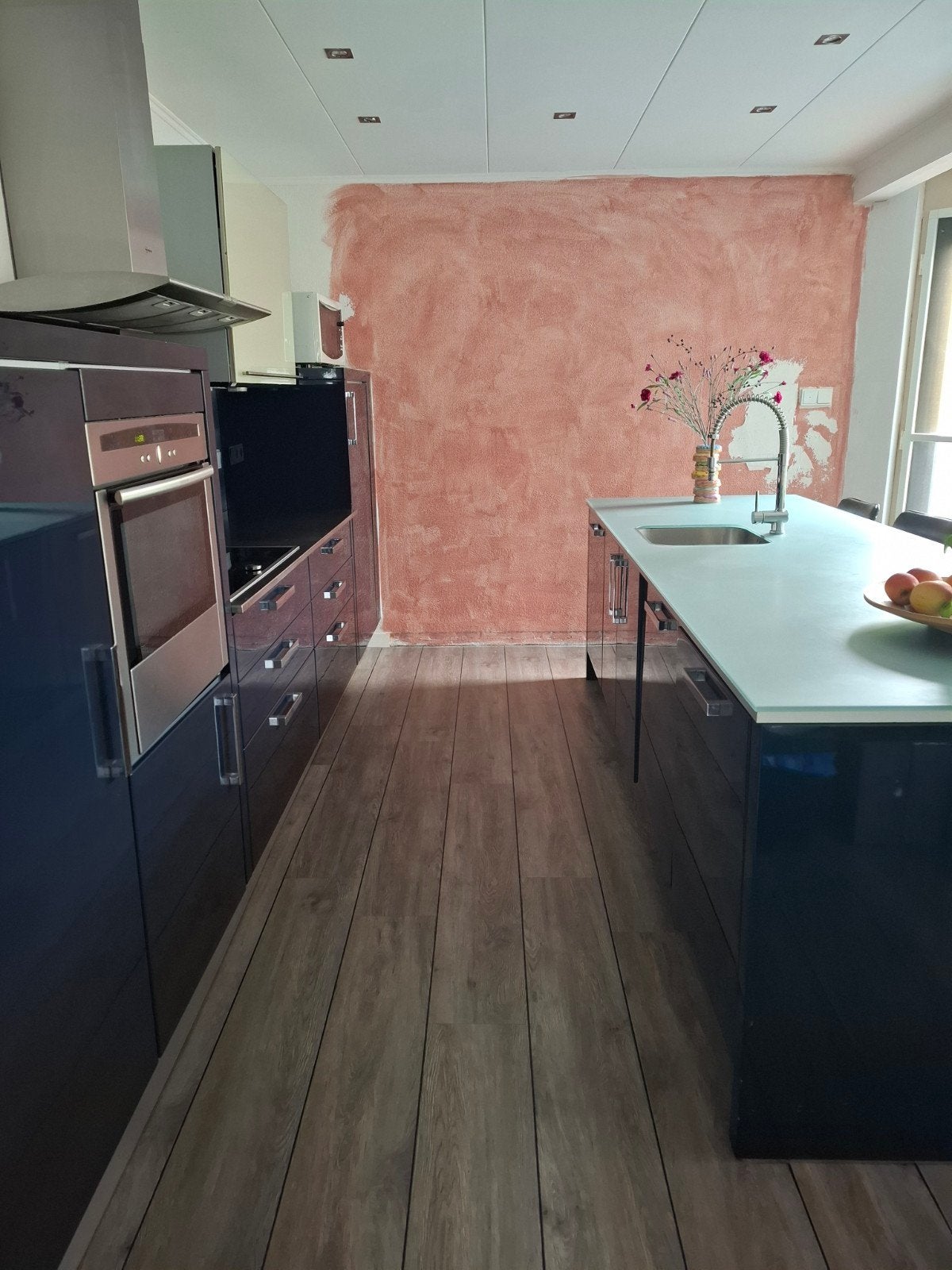 Gebruikte keuken met eiland te koop, Huis en Inrichting, Keuken | Complete keukens, Ophalen, Gebruikt, Overige materialen, Blauw