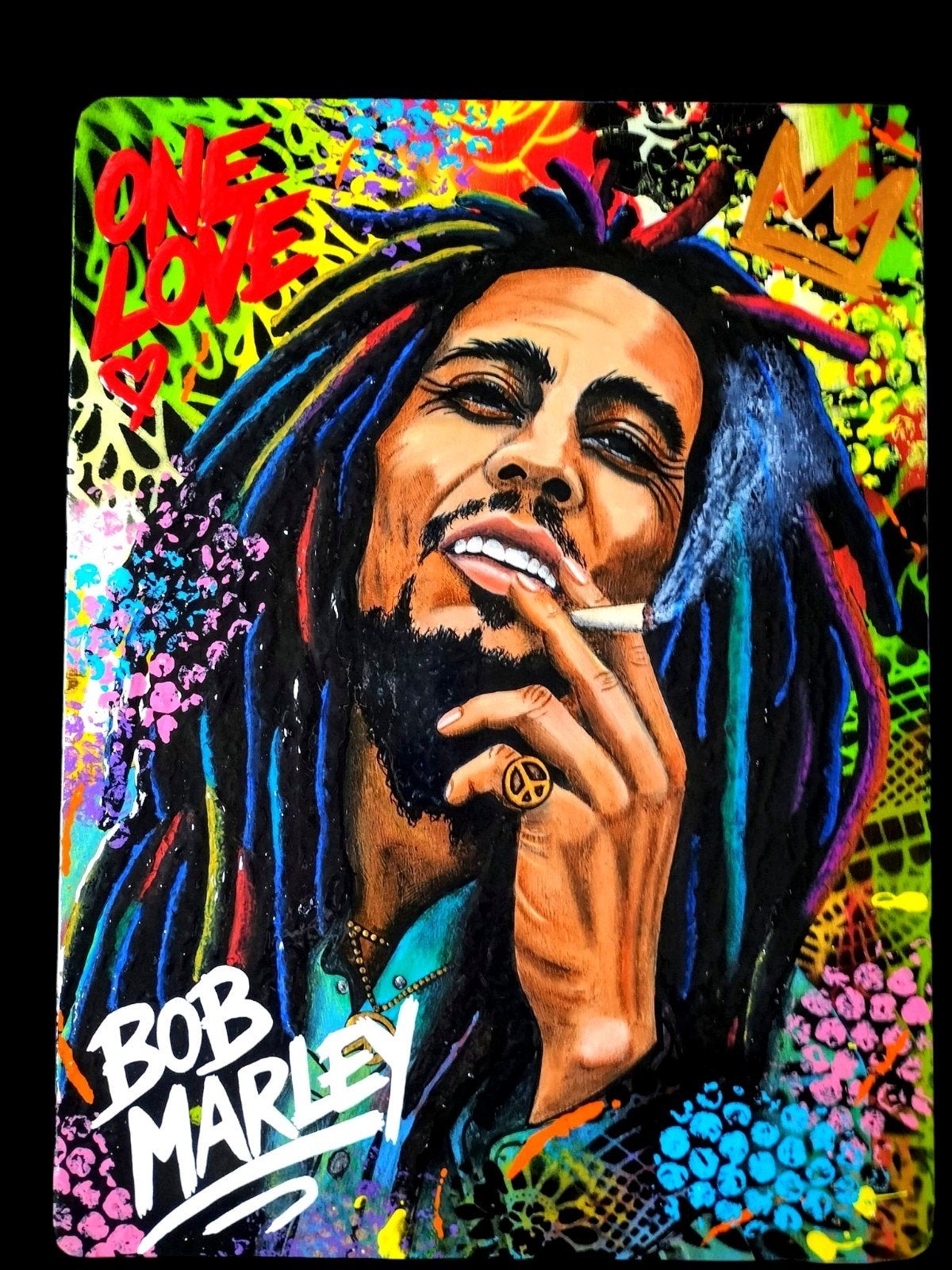 Handbeschilderd Bob Marley Kistje 40cm - Pop Art, Ophalen, Meerkleurig, Hout, Object