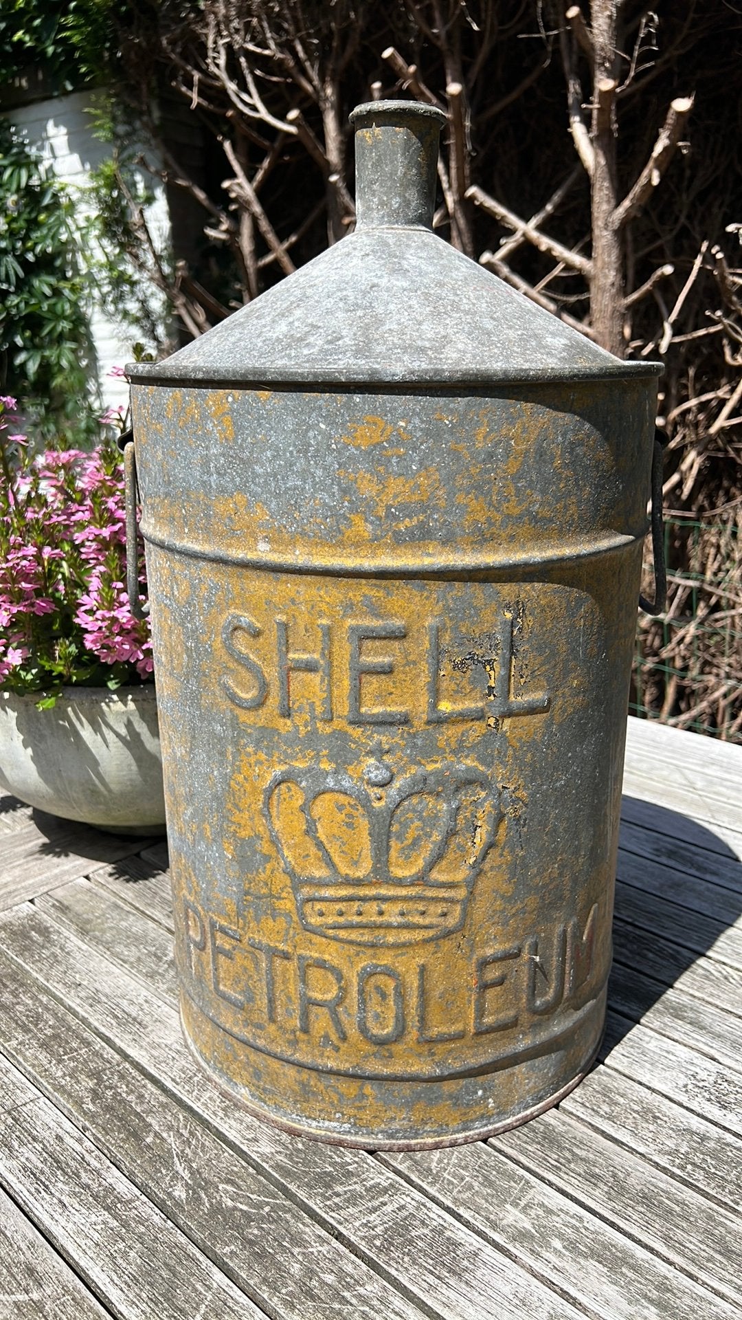 Vintage Shell Petroleum Oliekan - Uniek Decoratiestuk, Verzamelen, Merken en Reclamevoorwerpen, Ophalen of Verzenden