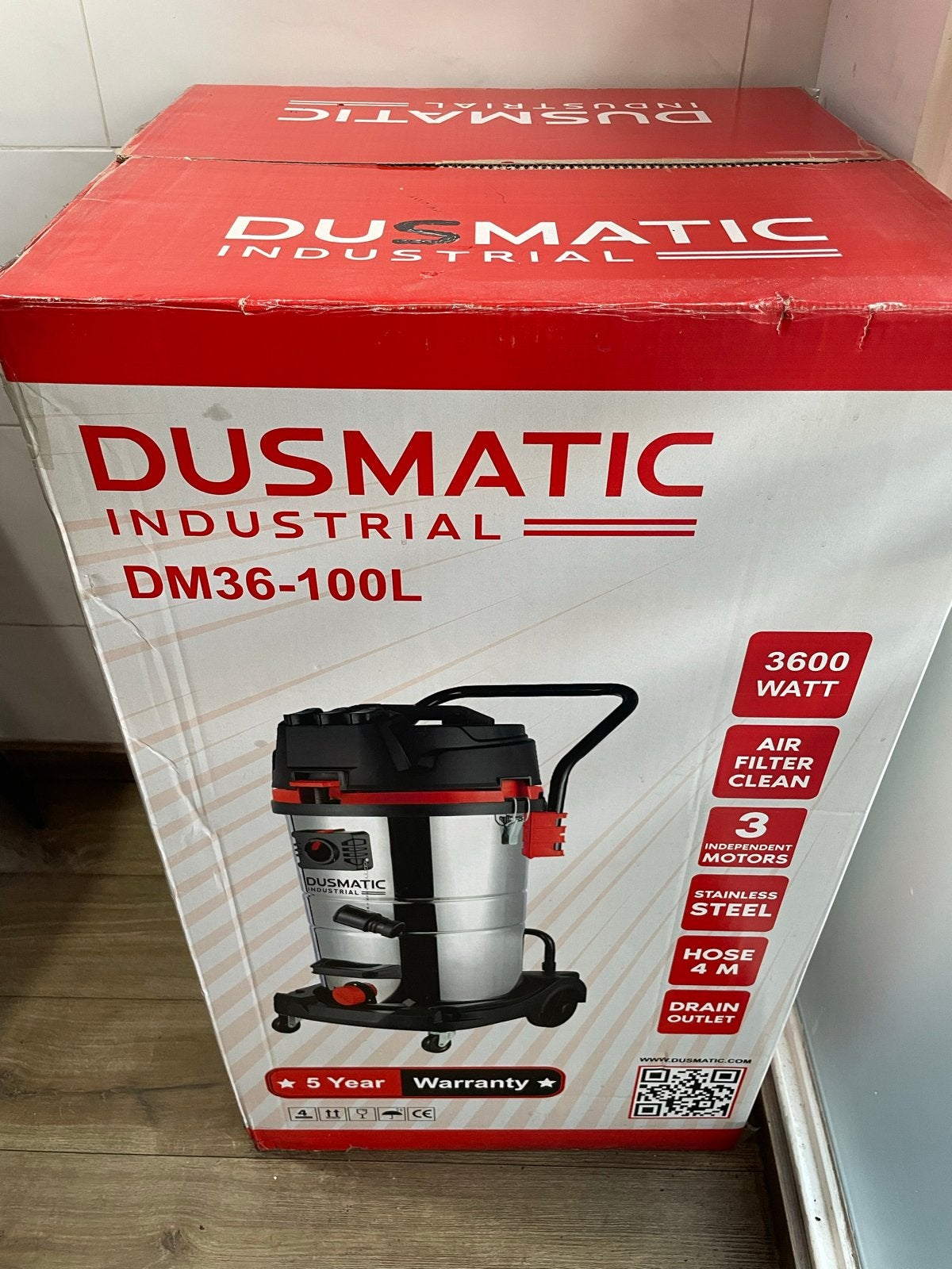 Nieuwe Dusmatic DM36-100L bouwstofzuiger 3600W, Ophalen, Nieuw, Industriële stofzuiger, 2000 watt of meer