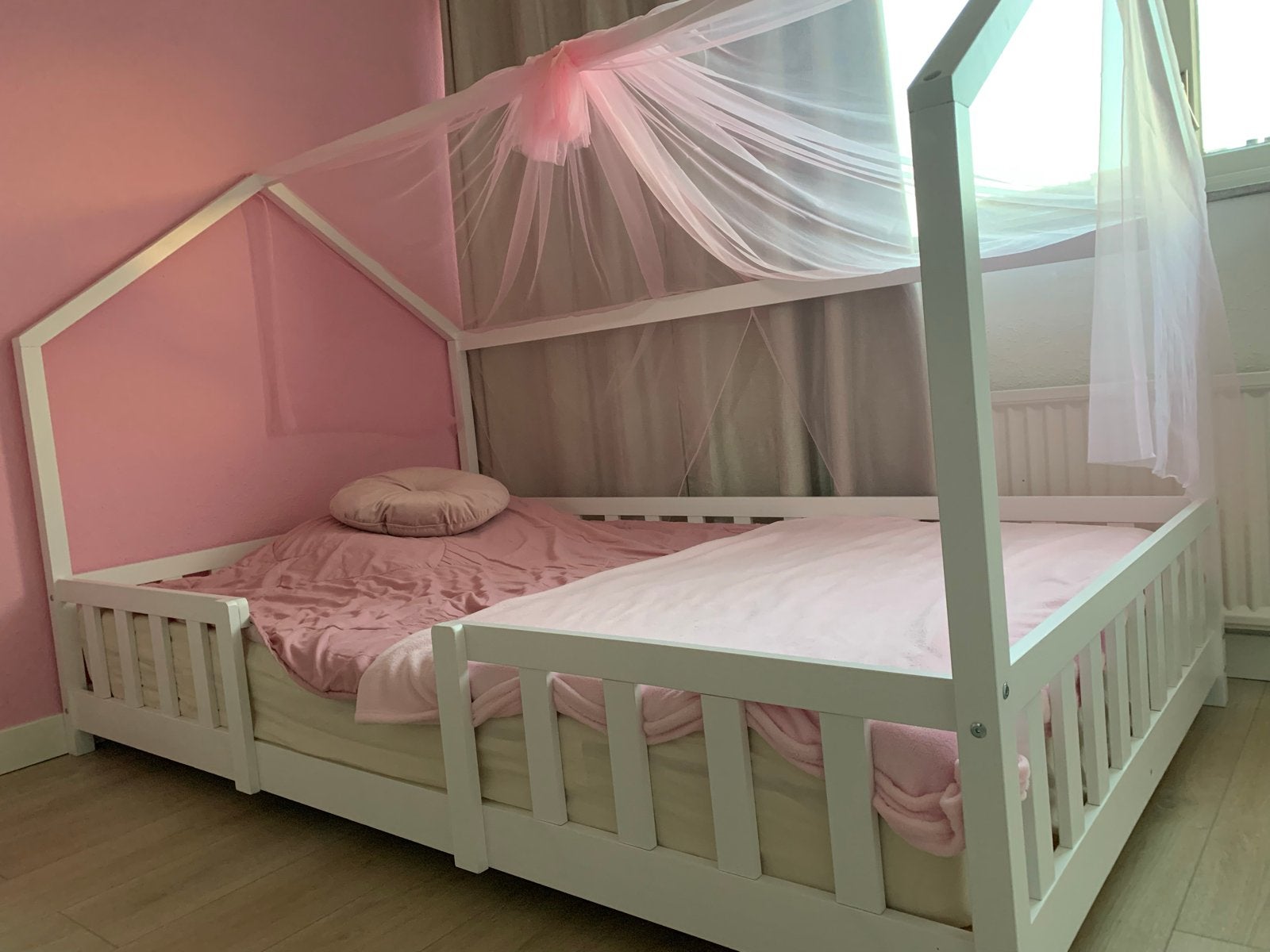 Kinderbed met uitvalbeveiliging, bedbodem en matras, 180 cm of meer, Ophalen, Lattenbodem, 100 cm of meer