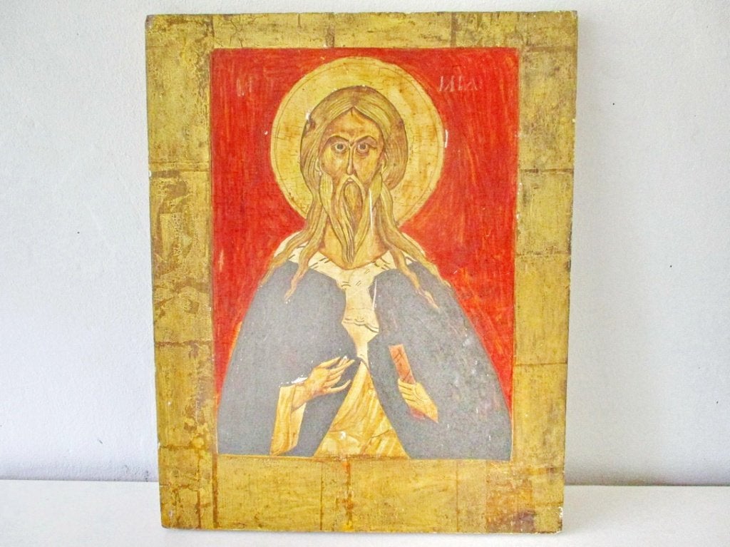 Groot geschilderd icoon Heilige Christus, Ophalen of Verzenden