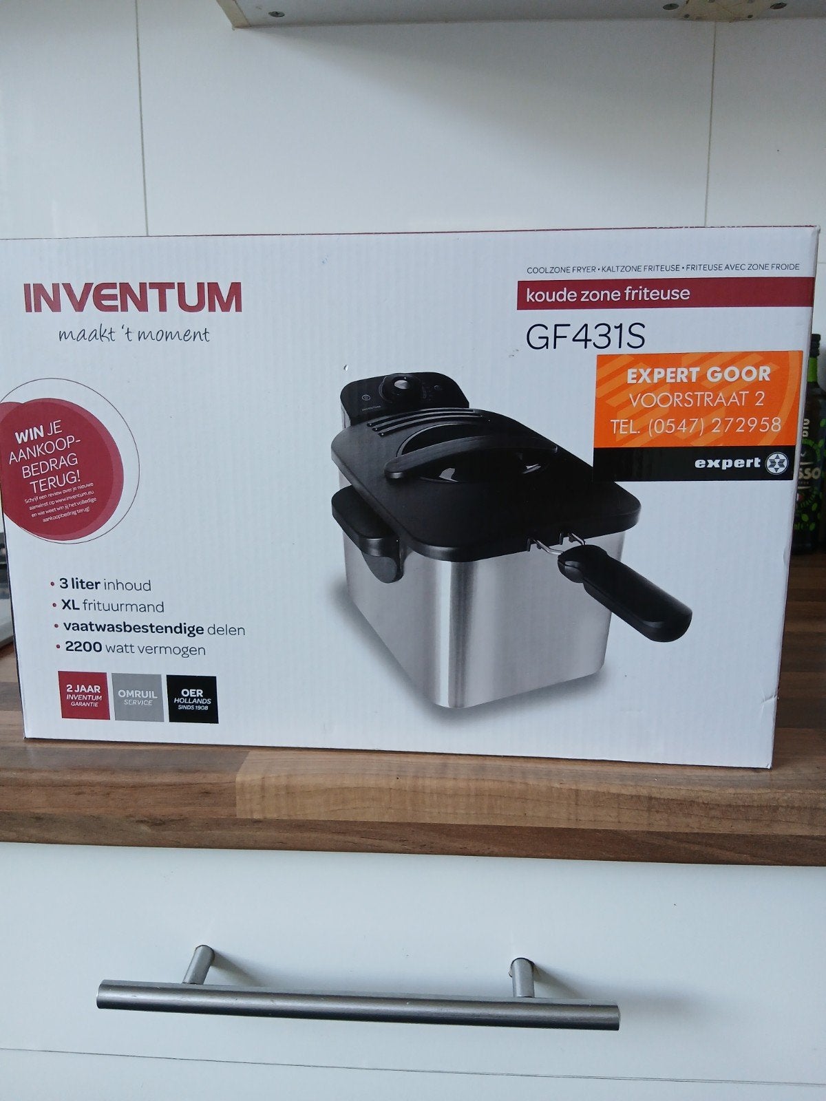 Inventum GF431S Koude Zone Friteuse - 3 Liter, 2 tot 3 liter, Ophalen of Verzenden, Nieuw, Uitneembare binnenpan