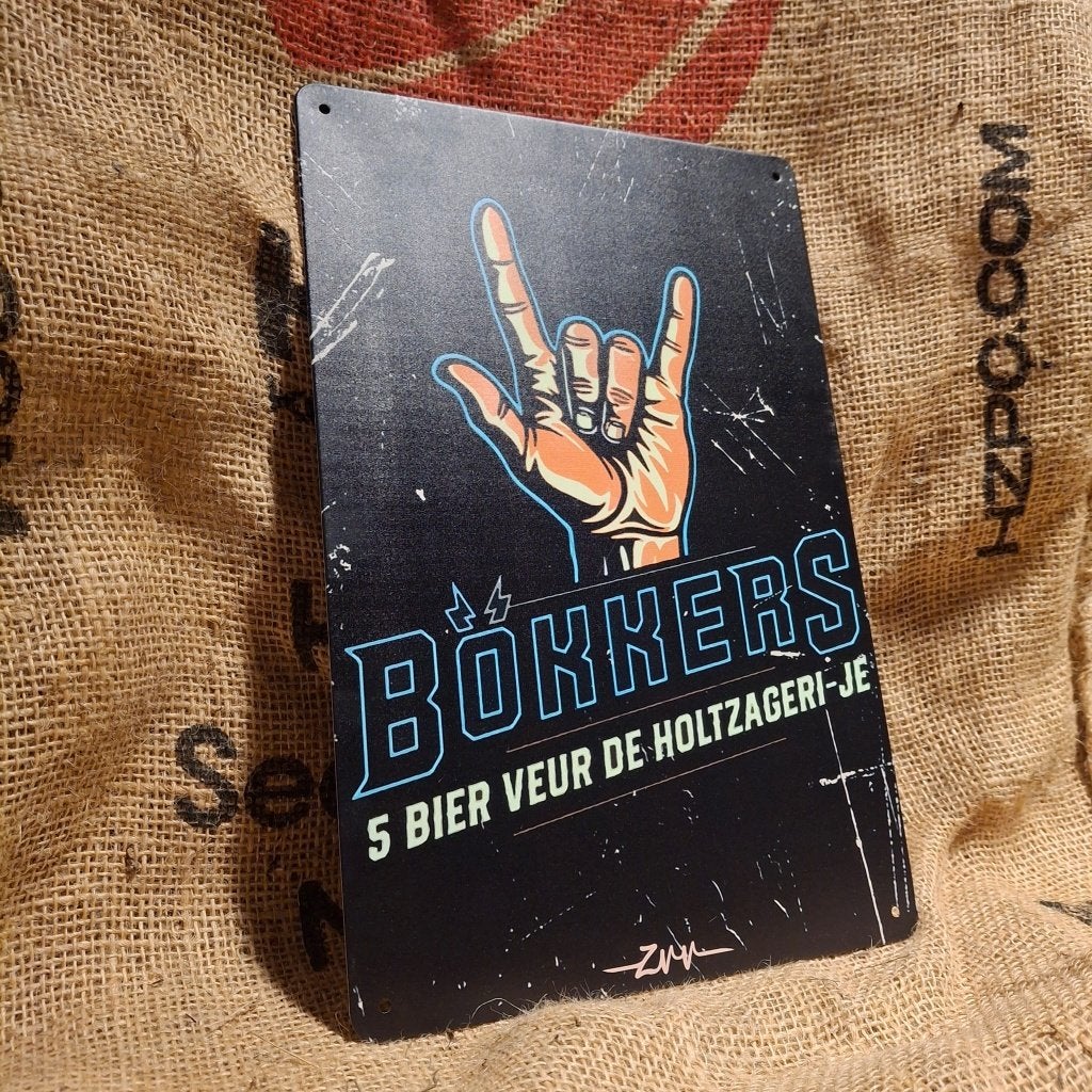 Bökkers - Metalen wandbord, Metaal, 30 cm, 20 cm, Meerkleurig